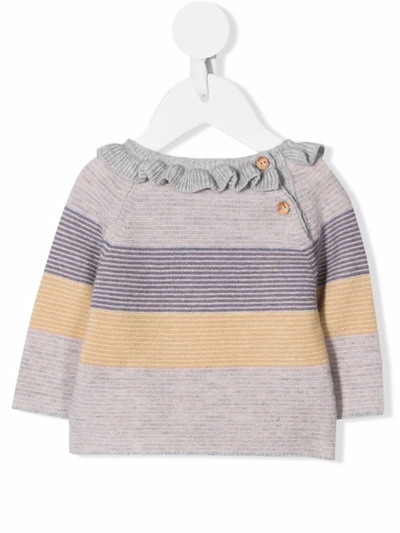 Knot Babies' Striped Tricot-knit Jumper In Grey