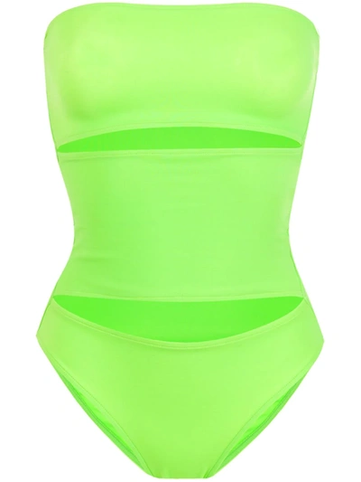 Gloria Coelho Maillot Panelled Swimsuit In Green