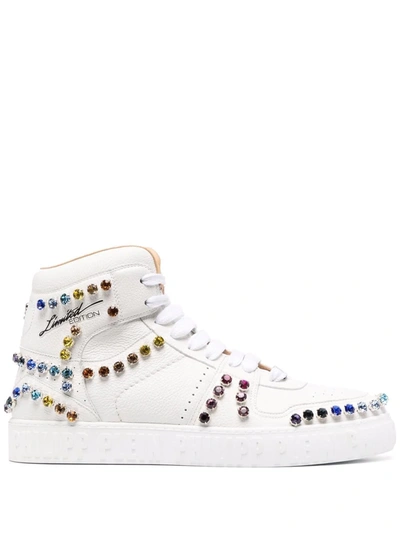 Philipp Plein Crystal-embellished High-top Trainers In White