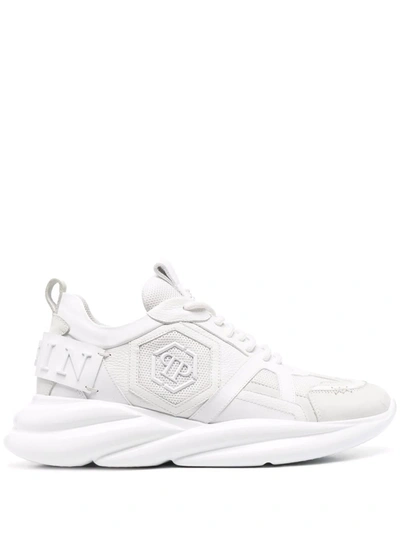 Philipp Plein Hurricane Low-top Panelled Sneakers In White