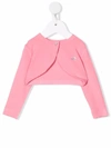 Monnalisa Rhinestone-logo One-button Cardigan In Pink