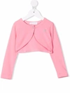 Monnalisa Rhinestone-logo One-button Cardigan In Pink