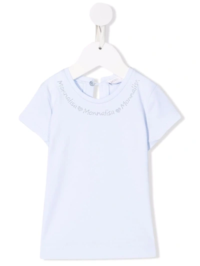 Monnalisa Babies' Studded-logo T-shirt In Blue