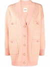 Sandro Houndstooth-pattern Button-up Cardigan In Salmon