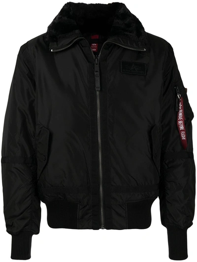Alpha Industries Logo-patch Zip-up Jacket In Black