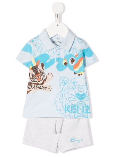 Kenzo Babies' Graphic-print Tracksuit Set In Blue