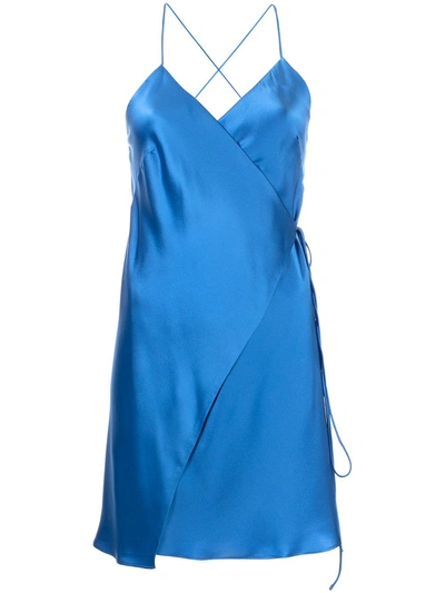 Michelle Mason Strappy Wrap Mini Dress In Blue