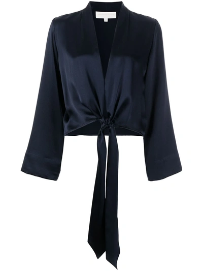 Michelle Mason Long Sleeved Tie-waist Blouse In Blue