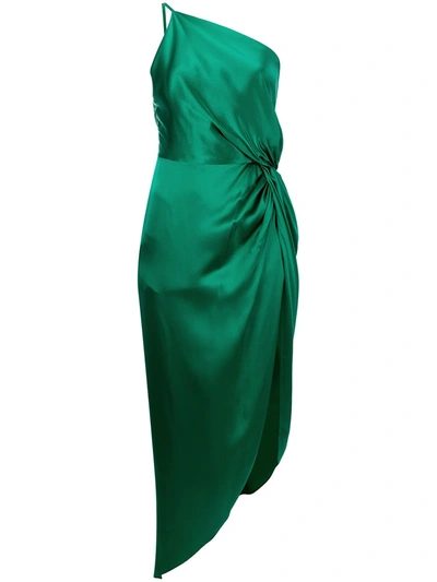 Michelle Mason Knot-detail One-shoulder Dress In Green