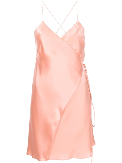 Michelle Mason Strappy Wrap Mini Dress In Orange