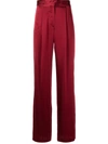 Michelle Mason Wide-leg Silk Satin Trousers In Red