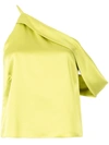 Michelle Mason Draped Cowl Asymmetrical Top In Green