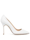 Manolo Blahnik Bb 90mm Satin Pumps In White