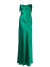 Michelle Mason Bias-cut Cowl Neck Gown In Green