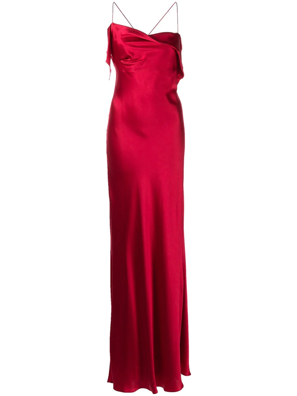 Michelle Mason one-shoulder bias silk gown - Gold
