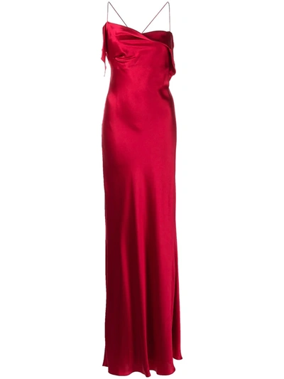 Michelle Mason Bias-cut Cowl Neck Gown In Red