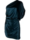 Michelle Mason Draped One-shoulder Mini Dress In Blue