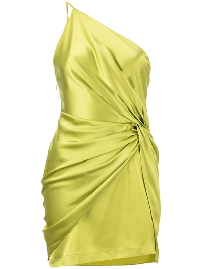Michelle Mason Knot-detail Mini Dress In Chartreuse