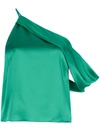 Michelle Mason Draped Cowl Asymmetrical Top In Green