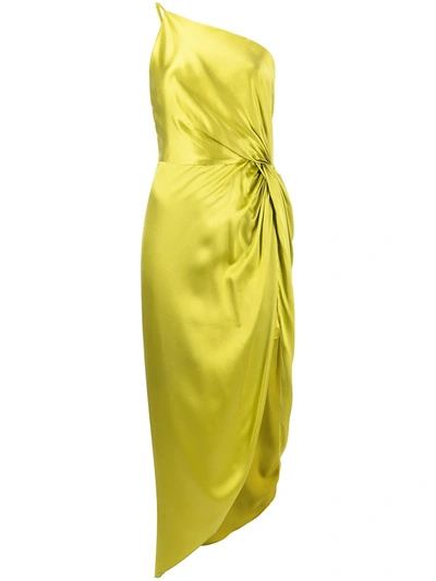 Michelle Mason Knot-detail One-shoulder Gown In Green