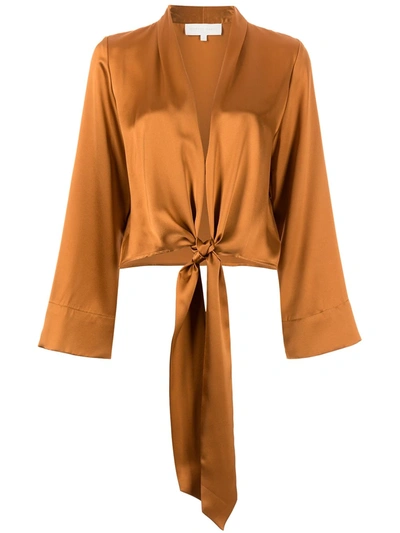Michelle Mason Long Sleeved Tie-waist Blouse In Orange