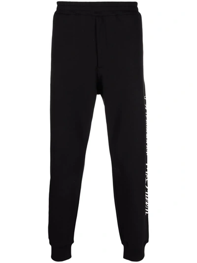 Alexander Mcqueen Slim-fit Cotton Track Pants In Black