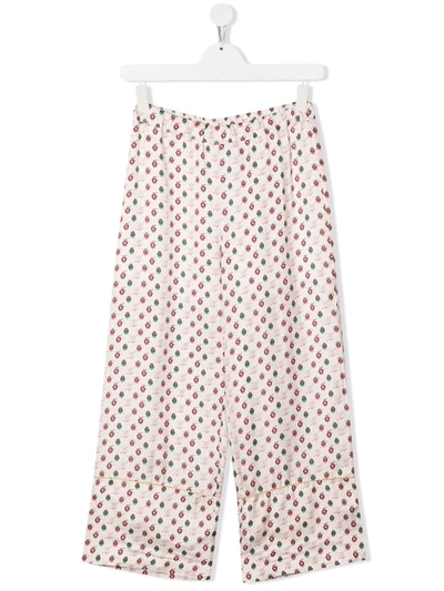 Simonetta Kids' Graphic-print Wide-leg Trousers In Neutrals