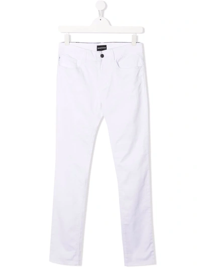 Emporio Armani Kids' Slim-cut Denim Jeans In White