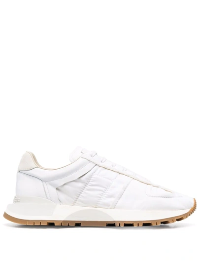 Maison Margiela Evolution Nylon Sneakers With Leather Profiles In T1003 White