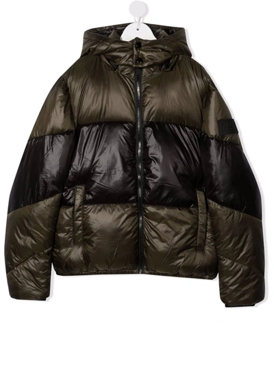 Diesel Teen Jory Logo-print Puffer Jacket In Green