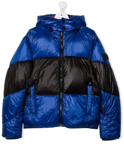 Diesel Kids' Jory Logo-print Hooded Puffer Jacket In Blue