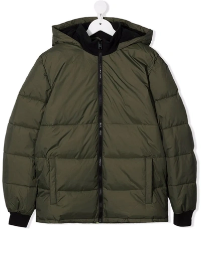 Diesel Kids' Logo-print Hooded Jacket In Green