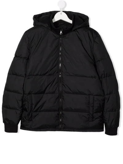 Diesel Teen Jood Logo-print Hooded Puffer Jacket In Black