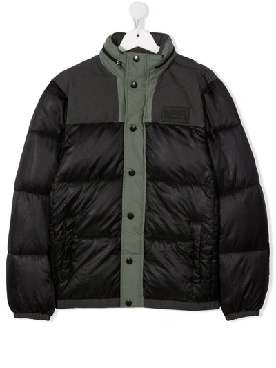 Diesel Teen Jitar Padded Puffer Jacket In Black