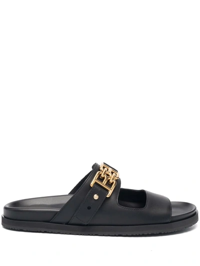 Bally Double-strap Logo-charm Sandals In Black