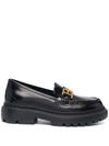 BALLY LOGO-CHARM LEATHER LOAFERS