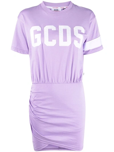 Gcds Logo-print T-shirt Dress In Purple