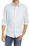Travismathew Travis Mathew Hefe Regular Fit Flannel Sport Shirt In Heather Powder Blue