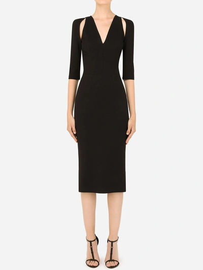 Dolce & Gabbana Jersey Calf-length Dress With Cut-outs In Black