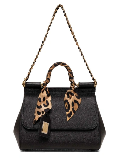 Dolce & Gabbana Sicily Black Leather Handbag
