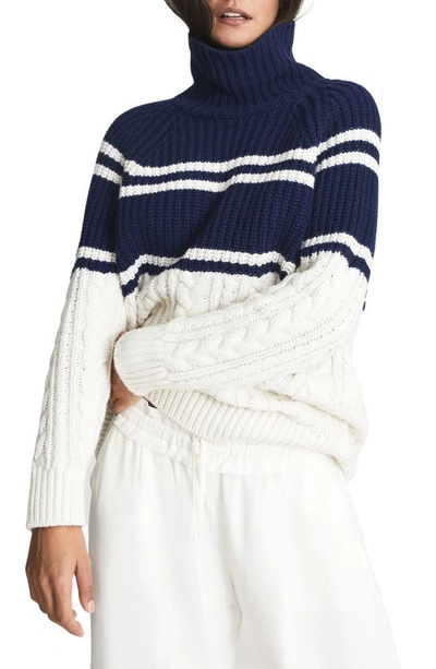 Reiss Scarlett Colorblocked Pattern Wool-blend Sweater In Blue