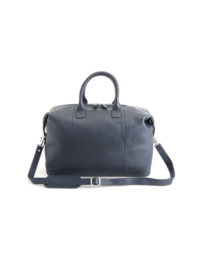 Royce New York Pebble Grain Medium Duffle Bag In Blue