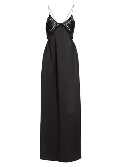 Lvir Crochet-bust Slip Dress In Black