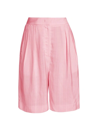 Lvir Belted Pleated Shorts In Pink