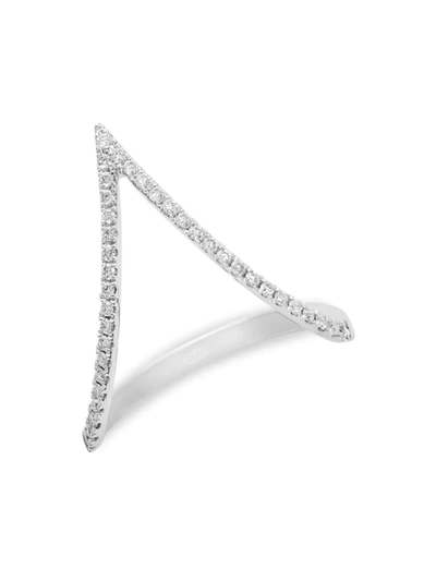 Djula Women's Graphique 18k White Gold & Diamond V Ring In Or Blanc
