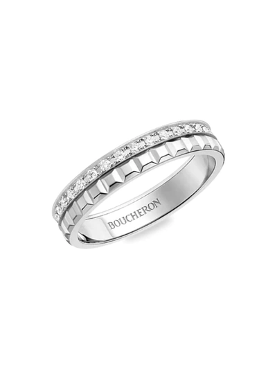 Boucheron Women's Quatre Radiant Edition Clou De Paris 18k White Gold & 0.24 Tcw Diamond Wedding Band