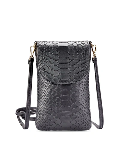 Gigi New York Emmie Snake-embossed Leather Phone Bag In Black
