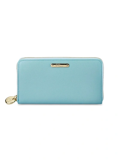 Gigi New York Leather Continental Wallet In Robin's Egg Blue - Embossed Leather