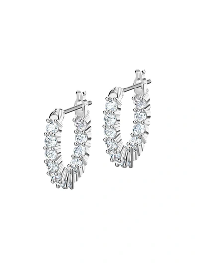 Swarovski Vittore  Crystal Rhodium-plated Hoop Earrings In Silver