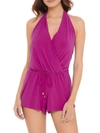 Magicsuit Solid Bianca Romper One Piece Swimsuit In Hibiscus